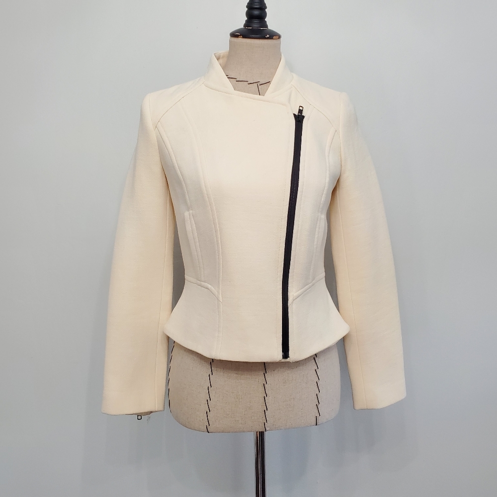 Milly of New York Cream Moto Jacket